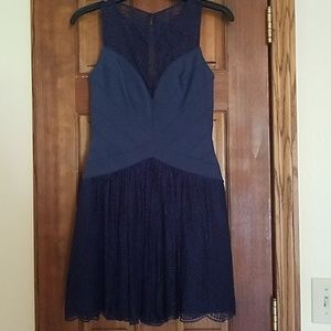 BCBG MaxAzria navy mini bandage ruffle dress 4P